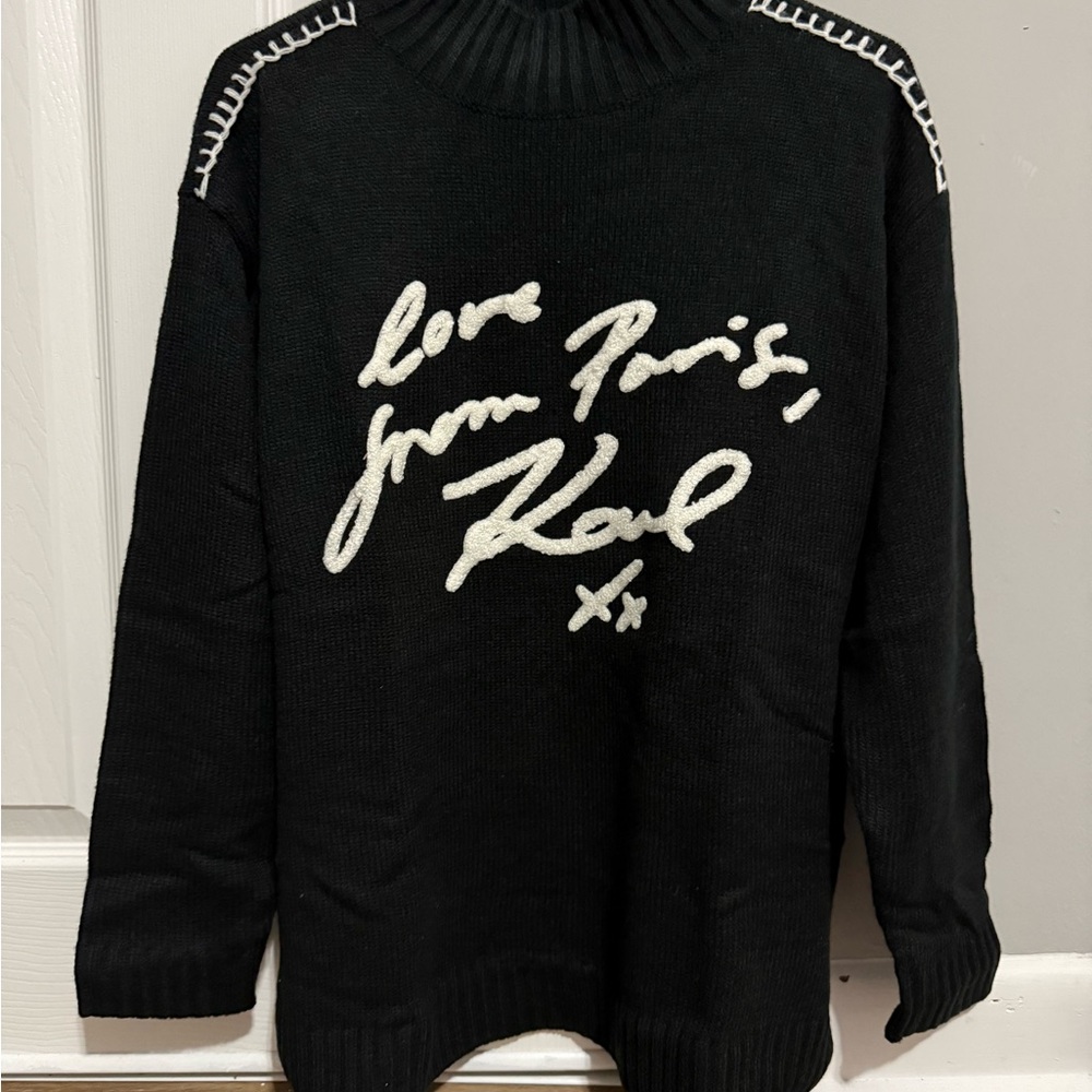 Black Sweater with White Accents